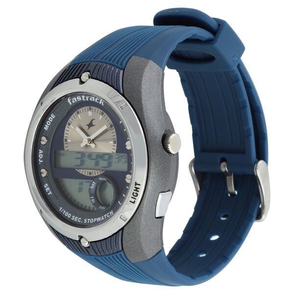 Fastrack Quartz Analog Digital Blue Dial Plastic Strap Watch for Guys - image number 1