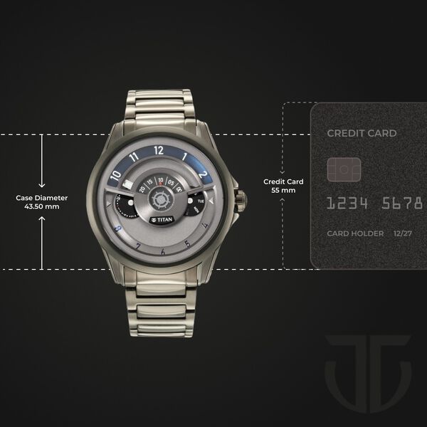 Titan Maritime Quartz Multifunction Anthracite Dial Stainless Steel Strap Watch for Men - image number 2