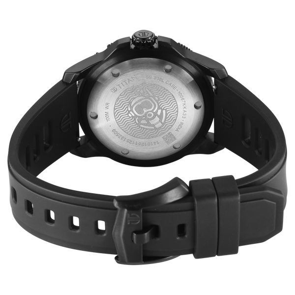 Titan Zero Hour Diver's 100m Analog with Blue Dial Black FKM Strap Watch for Men - image number 4