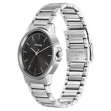 Sonata Quartz Analog Grey Dial Stainless Steel Strap Watch for Men