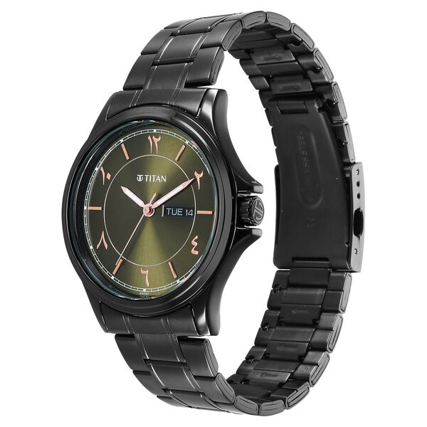 Titan Marhaba Green Dial Analog Stainless Steel Strap Watch for Men - image number 2