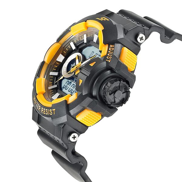 SF Quartz Analog Digital Black Dial PU Strap Watch for Men - image number 2