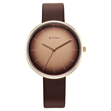 Titan Stackables Quartz Analog Brown Dial Leather Strap Watch For Women