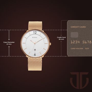 Titan - Black and Gold Collection - Quartz Analog Silver Dial Rose Gold Stainless Steel Strap watch for Men