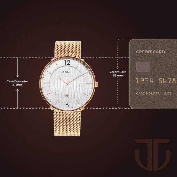 Titan - Black and Gold Collection - Quartz Analog Silver Dial Rose Gold Stainless Steel Strap watch for Men - image number 2
