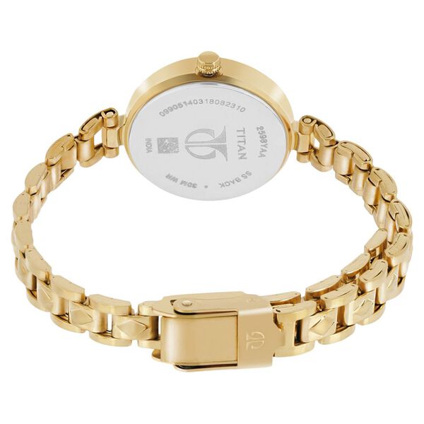 Titan Quartz Analog Champagne Dial Golden Stainless Steel Strap Watch For Women - image number 4