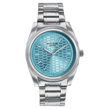 Poze By Sonata Quartz Analog Blue Dial Silver Metal Strap Watch For Men