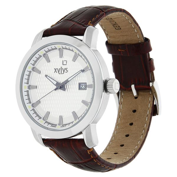 Xylys Swiss Analog with Date Silver Leather Strap and Silver Dial Watch For Men - image number 1