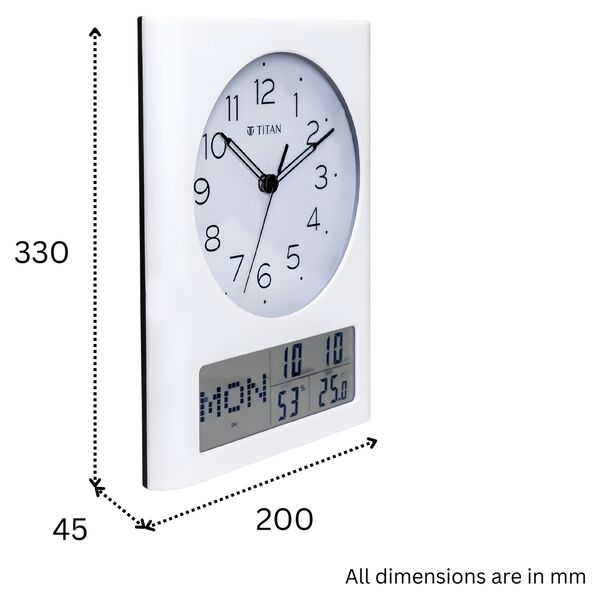 Titan Ana Digi Wall Clock - Modern Minimalist Dial and Grey LCD Panel Black Hands and Indices Decorative Wall Decor - image number 2