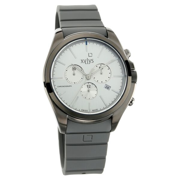 Xylys Swiss Chronograph Grey Silicone Strap and White Dial Watch For Men - image number 1