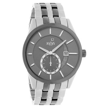 Xylys Quartz Analog with Date Grey Round Dial Two Toned Stainless Steel Strap Watch For Men