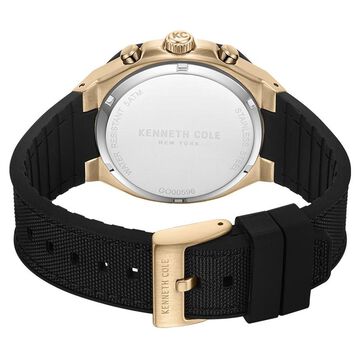 Kenneth Cole Quartz Chronograph Black Dial Black Silicone Strap Watch For Men