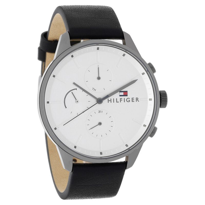 Tommy Hilfiger Quartz Multifunction Silver Dial Leather Strap Watch for Men - image number 1