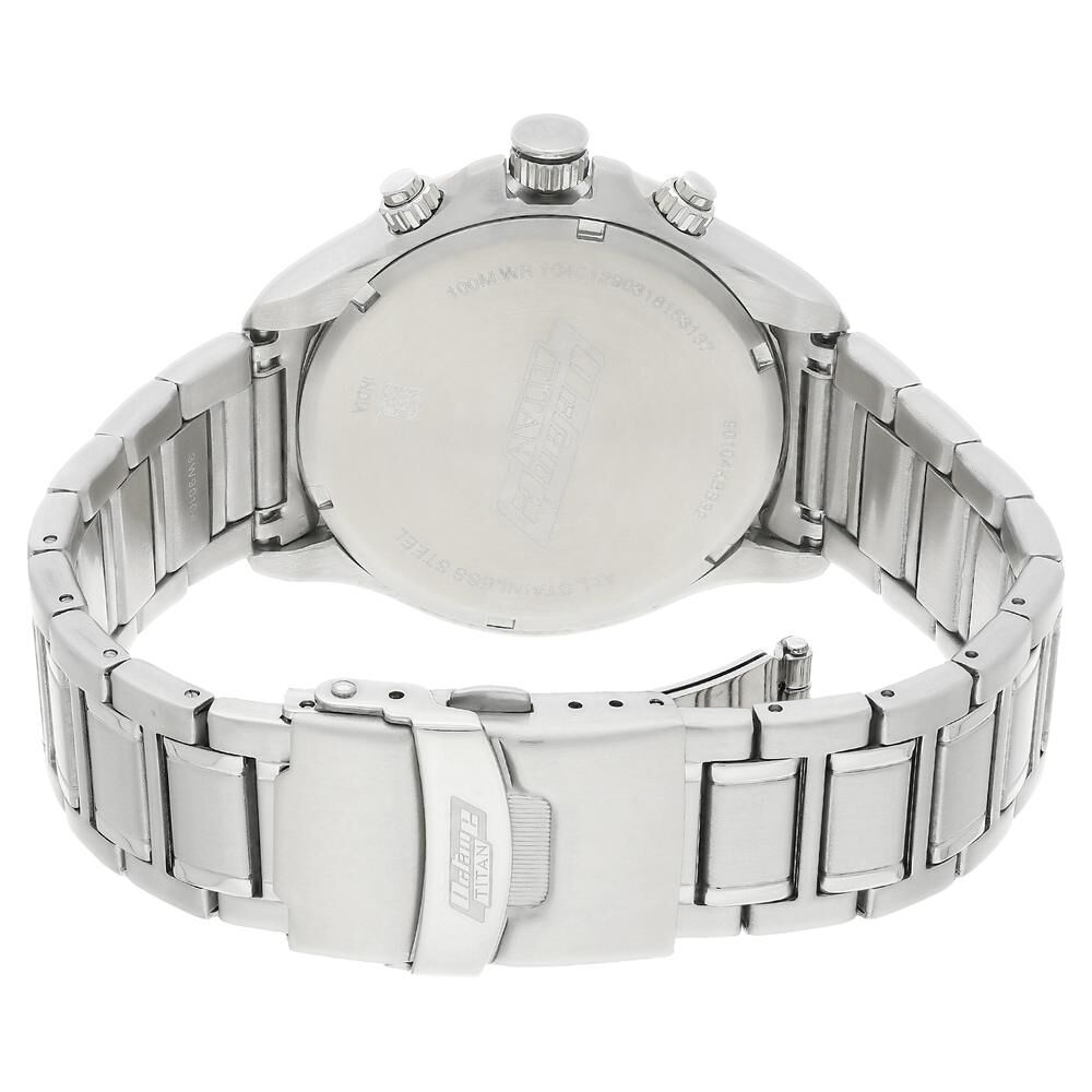 Titan Octane White Dial Quartz Multifunction Stainless Steel Strap watch for Men