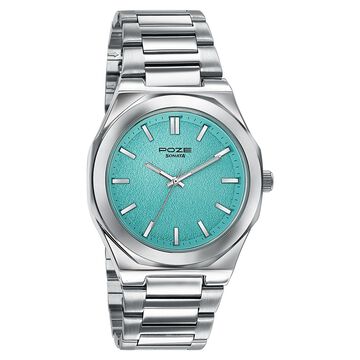 Sonata Poze Quartz Analog Blue Dial Silver Colour Stainless Steel Strap Watch For Men