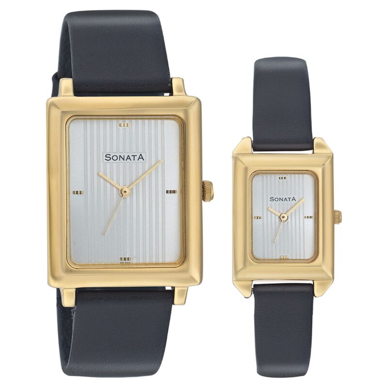 Sonata Quartz Analog Black Dial Strap Watch for Men