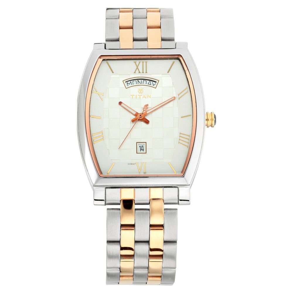 Buy Online Titan Grandmaster Silver Dial Analog with Day and Date Stainless Steel Strap watch for Men 1788km01 p Titan