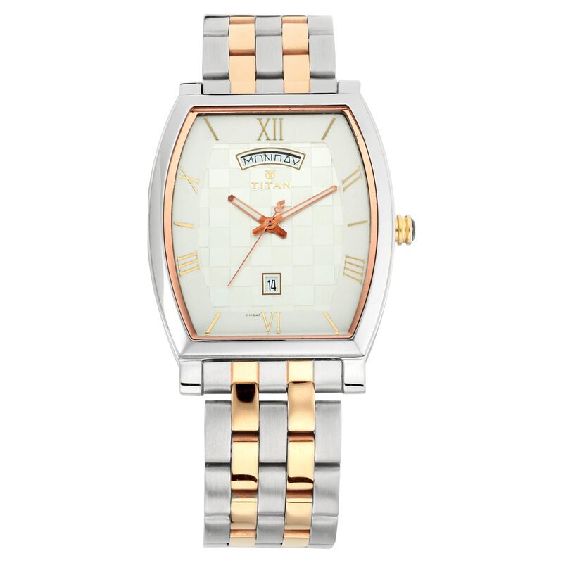 Titan Grandmaster Silver Dial Analog with Day and Date Stainless Steel Strap watch for Men