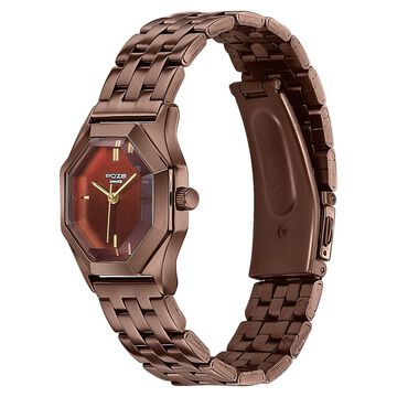 Poze By Sonata Quartz Analog Brown Dial Brown Metal Strap Watch For Women