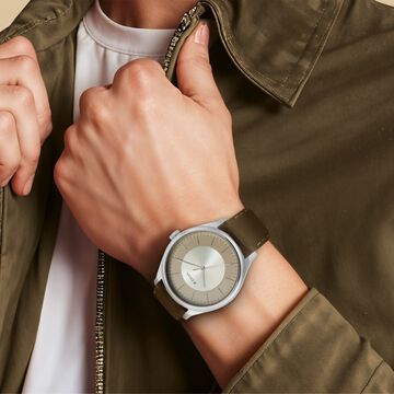 Titan Men's Urban Edge Lustrous Gold Dial Leather Watch