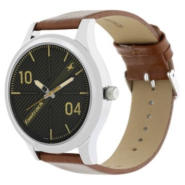 Fastrack Quartz Analog Black Dial Leather Strap Watch for Guys