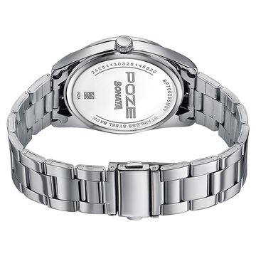 Poze Poze Quartz Analog Green Dial Silver Metal Strap Watch For Men