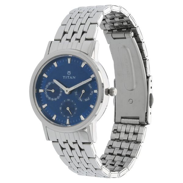 Titan Quartz Analog with Day and Date Blue Dial Stainless Steel Strap Watch for Women - image number 1