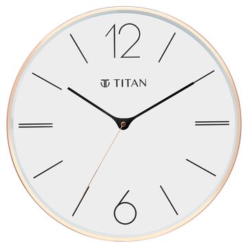 Titan Metallic Wall Clock White Dial with Rose Gold Sleek frame and Silent Sweep Technology - 40.0 cm x 40.0 cm (Large)