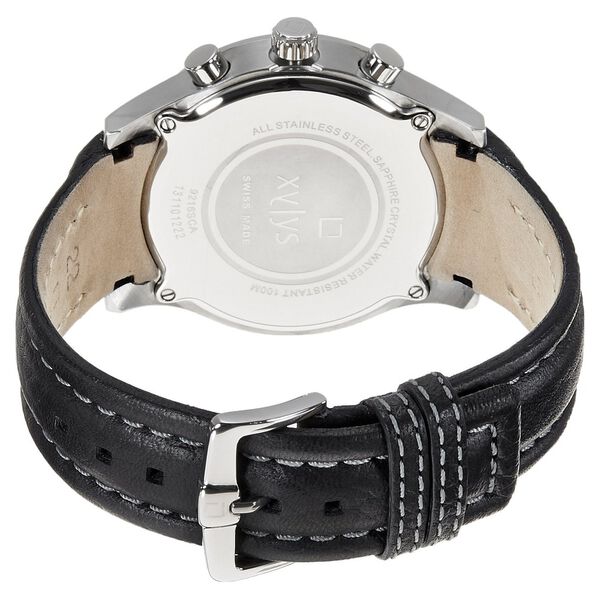 Xylys Swiss Chronograph Black Leather Strap and Black Dial Watch For Men - image number 2