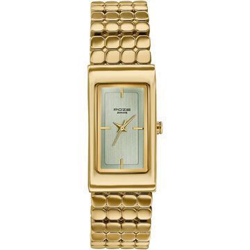 Poze Poze Quartz Analog Green Dial Golden Metal Strap Watch For Women
