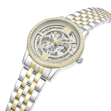 Kenneth Cole Automatic Automatic Golden Dial Two Toned Stainless Steel Strap Watch For Women