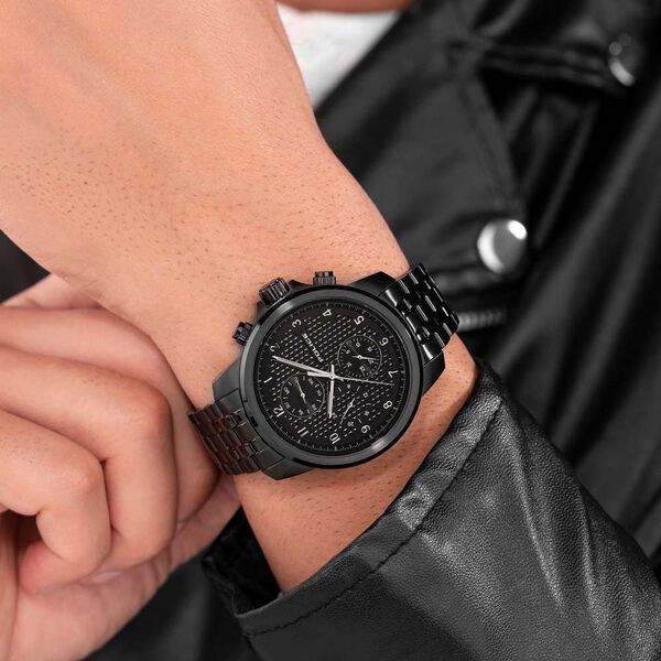 Police Multifunction Black Dial Black Metal Strap Watch For Men - image number 4
