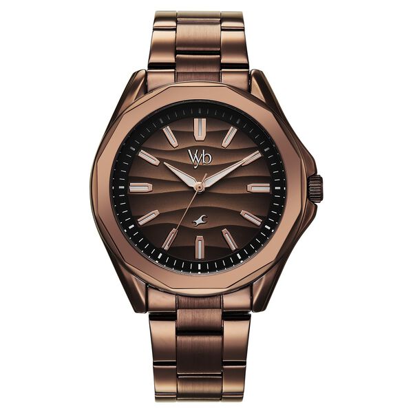 Vyb Drift By Fastrack Quartz Analog Brown Dial Brown Stainless Steel Strap Watch For Guys - image number 1