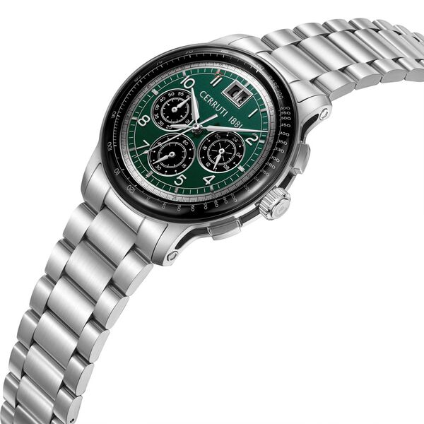 Cerruti 1881 Quartz Multifunction Green Dial Silver Colour Stainless Steel Strap Watch For Men - image number 1