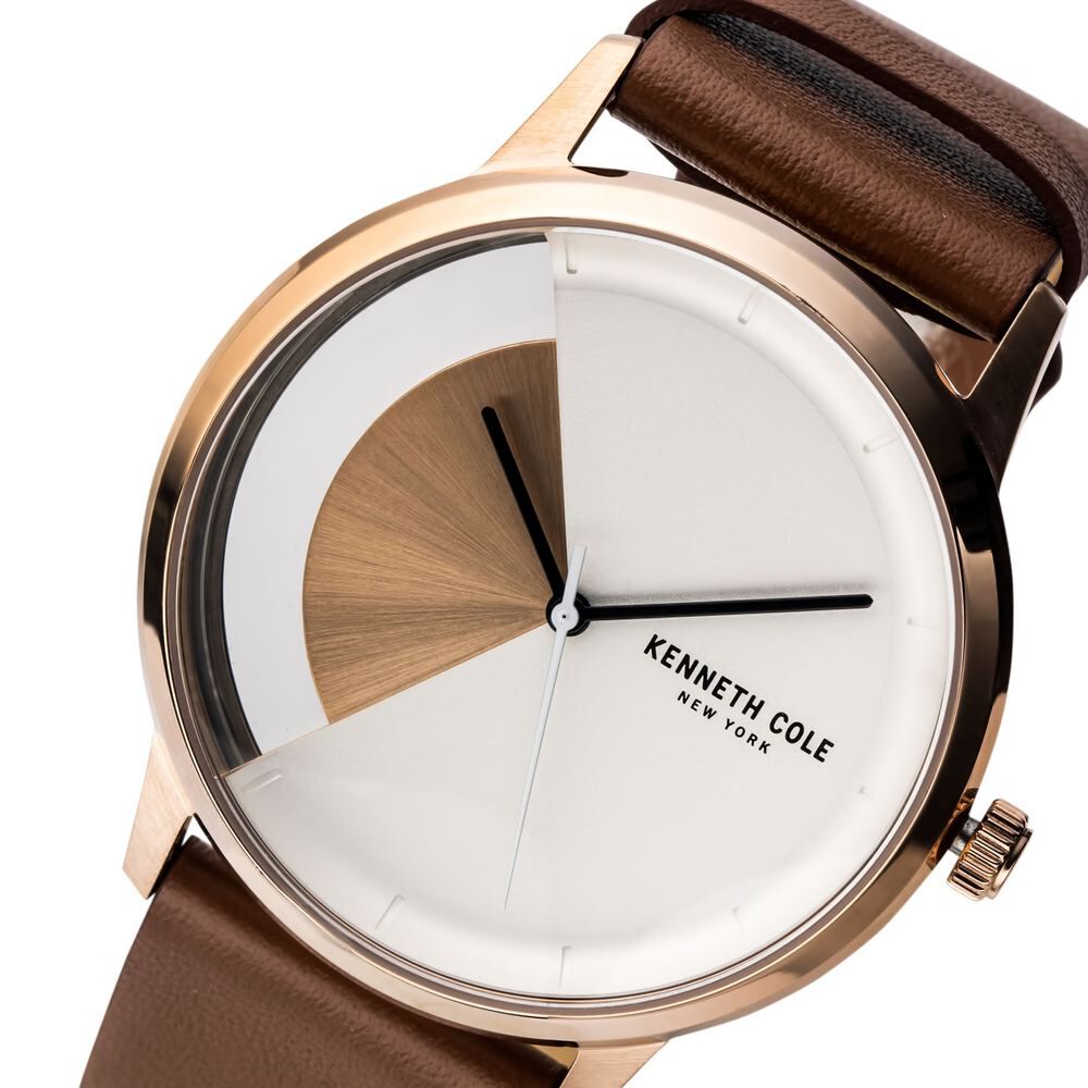 Buy Online Kenneth Cole Quartz Analog Rose Gold Dial Leather Strap