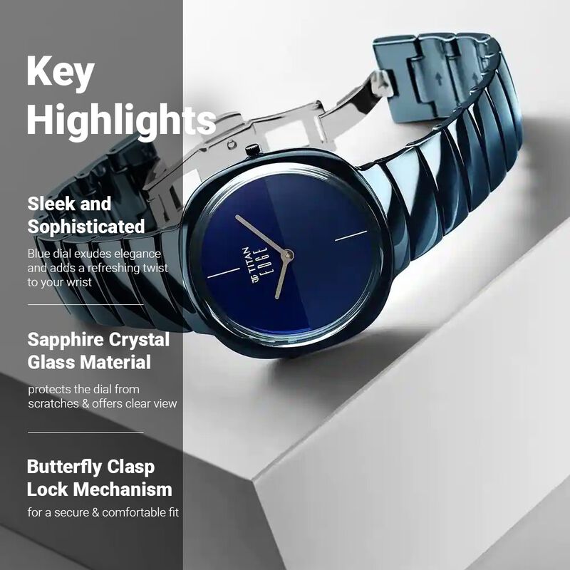 Titan Edge Squircle Blue Dial Analog Ceramic Strap watch for Men - image number 2