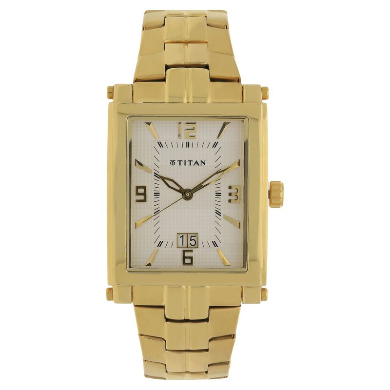 Titan Quartz Analog with Date Silver Dial Stainless Steel Strap Watch for Men