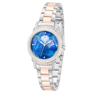 Kenneth Cole Quartz Analog Blue Mother of Pearl Dial Two Toned Stainless Steel Strap Watch For Women
