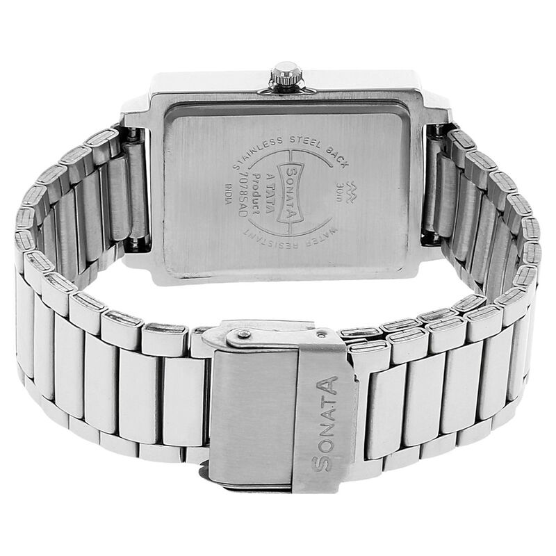 Sonata Quartz Analog White Dial Stainless Steel Strap Watch for Men - image number 3