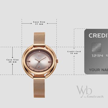 Fastrack Vyb Halo Quartz Analog Rose Gold Dial Metal Strap Watch For Girls