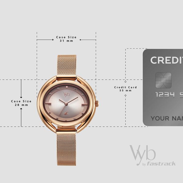 Fastrack Vyb Halo Quartz Analog Rose Gold Dial Metal Strap Watch For Girls - image number 3
