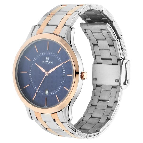 Titan Quartz Analog with Date Blue Dial Stainless Steel Strap Watch for Men - image number 2
