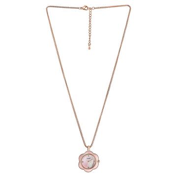 Sonata Poze Quartz Analog Pink Dial Rose Gold Colour Metal Strap Watch For Women
