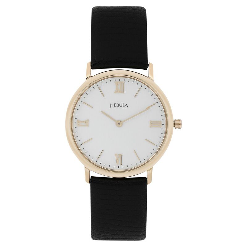 Titan Nebula Vintage 18k Gold Analog Leather Strap Watch for Men