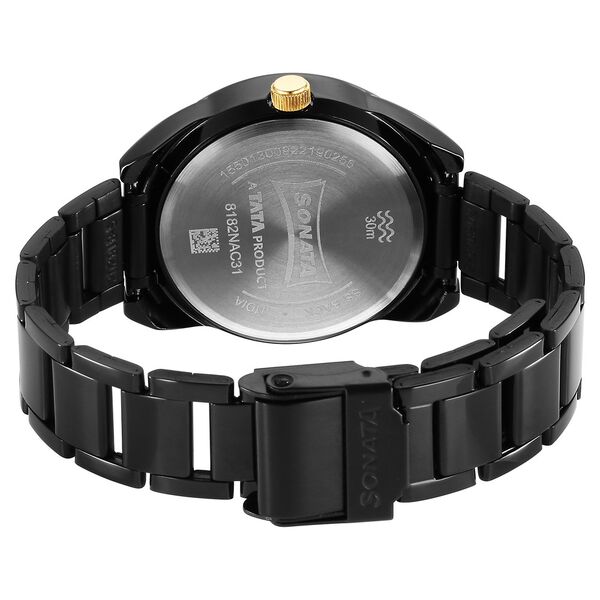 Sonata Unveil Quartz Multifunction Black Dial Stainless Steel Strap Watch for Women - image number 3