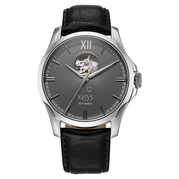 Xylys Automatic Analog Grey Dial Black Leather Strap Watch For Men - image number 0