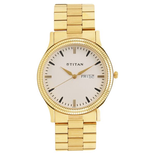 Titan Quartz Analog with Day and Date White Dial Stainless Steel Strap Watch for Men - image number 0