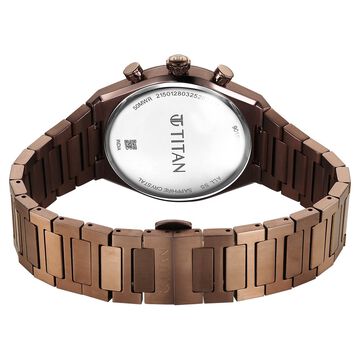 Titan Micromotors Analog with Retrograde Day and Date and Brown Dial Coffee Stainless Steel Strap Watch for Men