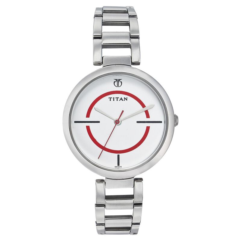 Titan Quartz Analog White Dial Watch for Women