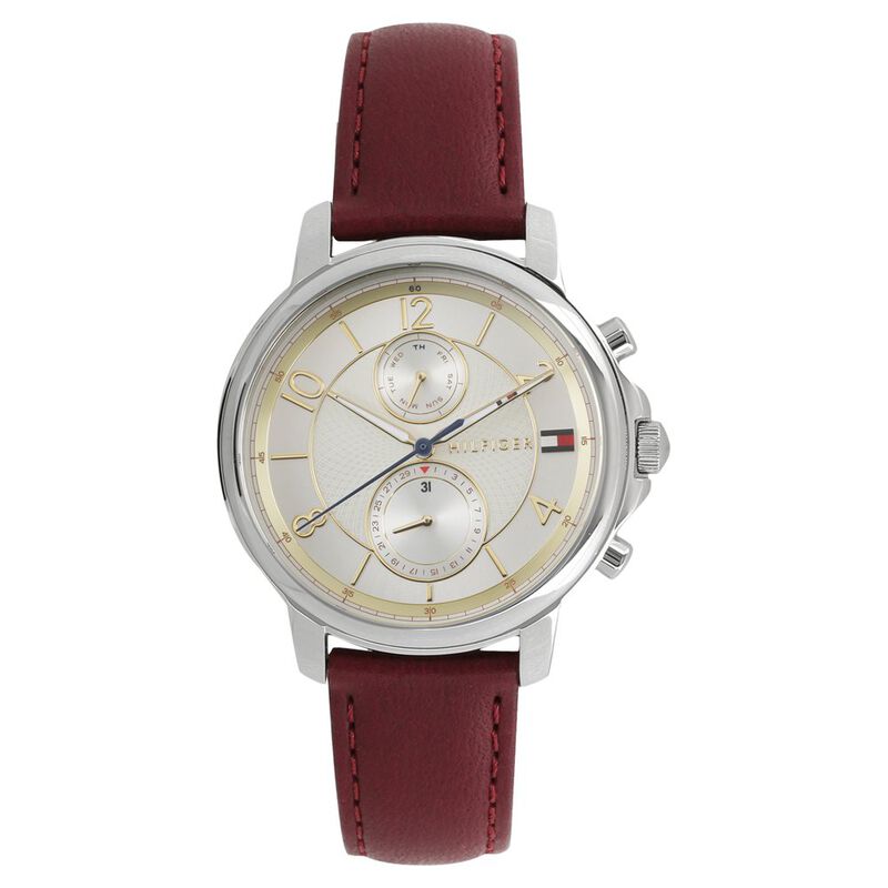 Tommy Hilfiger Quartz Multifunction White Dial Leather Strap Watch for Women